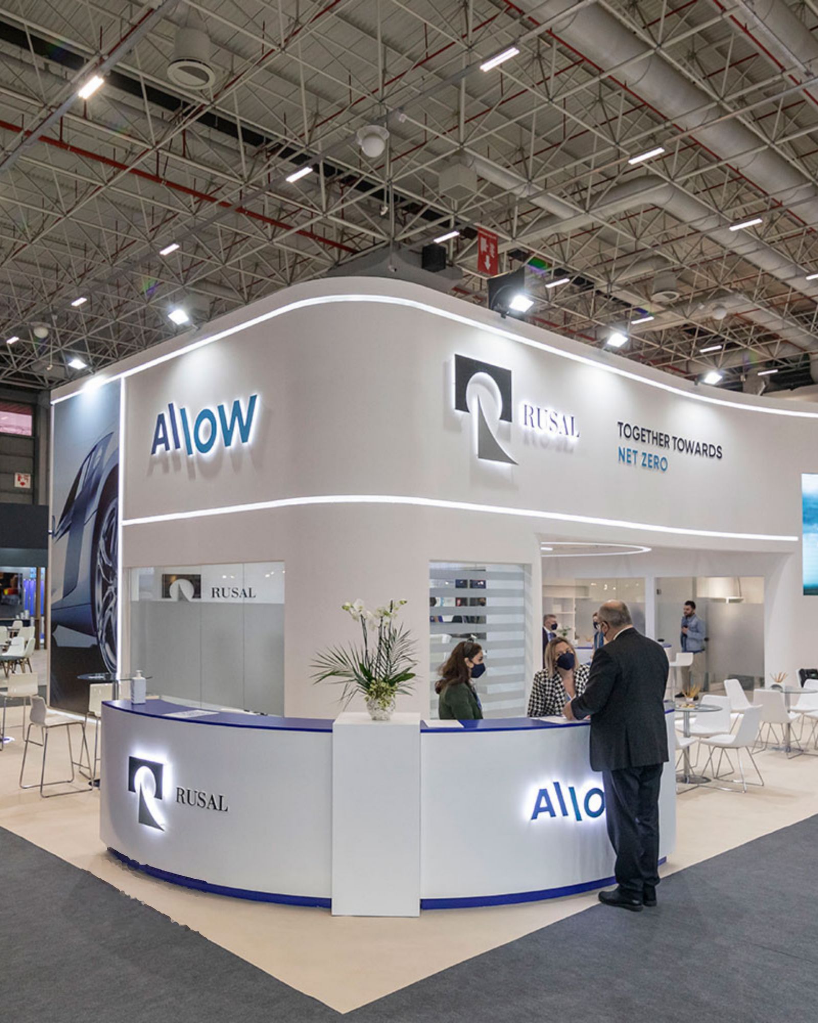 Reception counter at a RUSAL and Allow stand